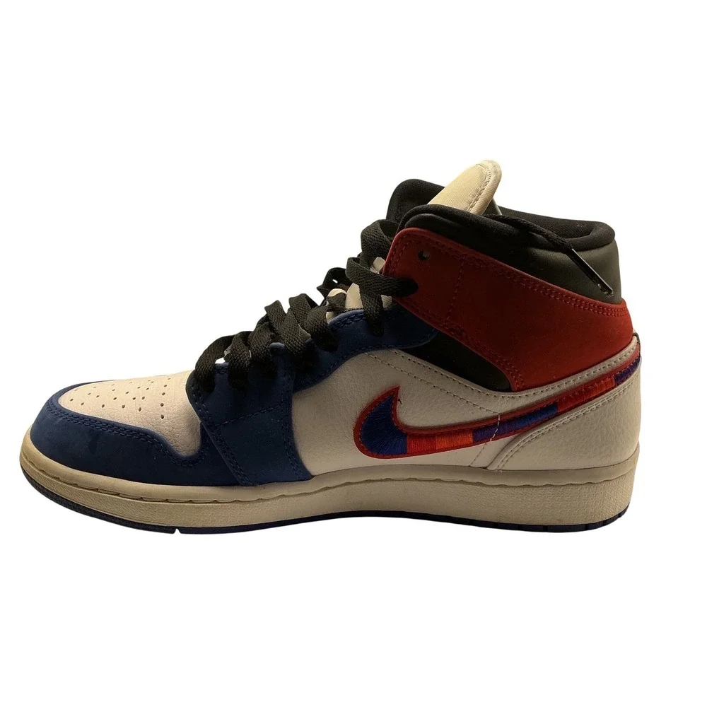 Nike Air Jordan 1 Mid SE USA White Red Blue Sneakers 852542-146 Mens Size 8.5
